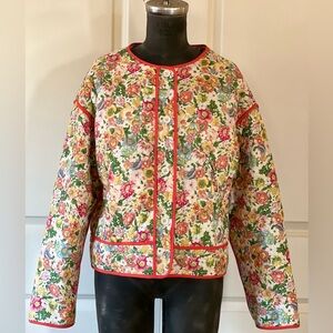 &merci Floral Quilted Jacket Cottagecore Button Front Size M